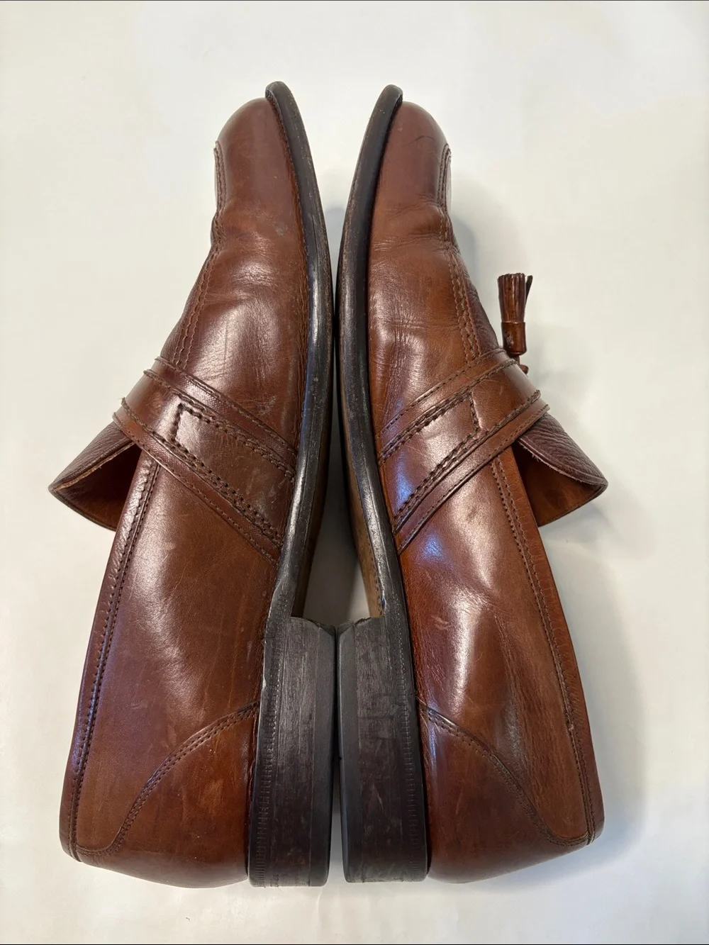 Bostonian Men's Chestnut Brown Leather Tassel Classic Slip On Italian Loafers 12